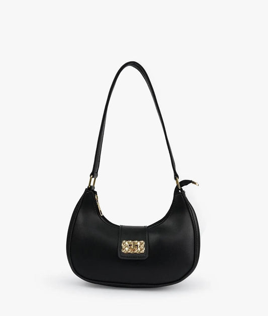 PU Leather Plain Shoulder Bag